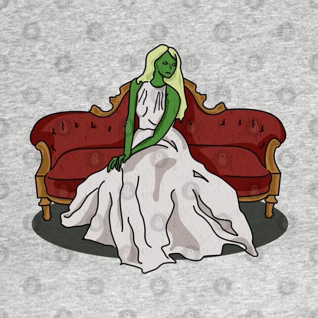 Extraterrestrial Elegance: Alien on a Victorian Couch by Fun Funky Designs